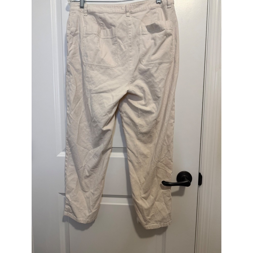 Eileen Fisher Pant Women 10 Cream Excellent Cotton Hemp Straight Leg Minimalist - Picture 2 of 9